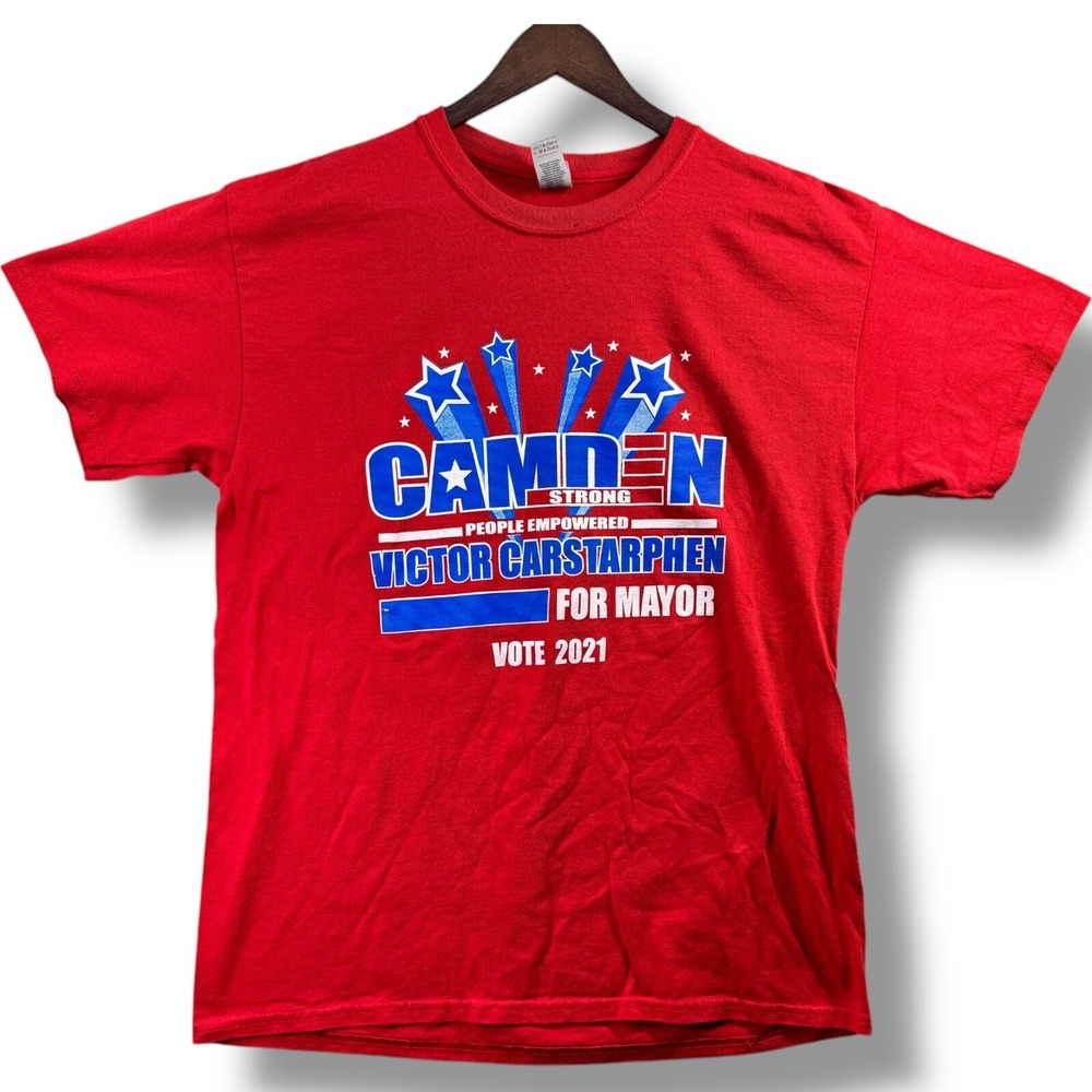 Camden‎ Strong Victor Carstarphen For Mayor 2021 Men's T-Shirt Size Large L Red